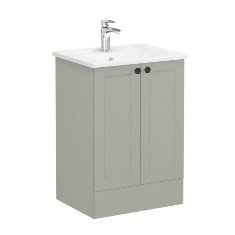 Vitra Root Classic 68756 Lavabo Dolabı, Kapaklı, 60 Cm, Yerden, Mat Retro Yeşil, Köşeli Lavabolu